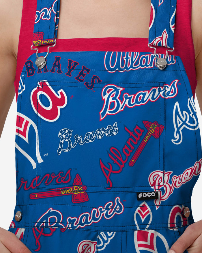 Atlanta Braves Womens Historic Print Bib Shortalls FOCO - FOCO.com