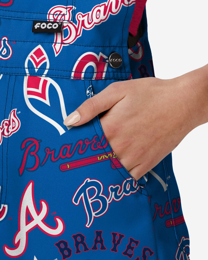 Atlanta Braves Womens Historic Print Bib Shortalls FOCO - FOCO.com