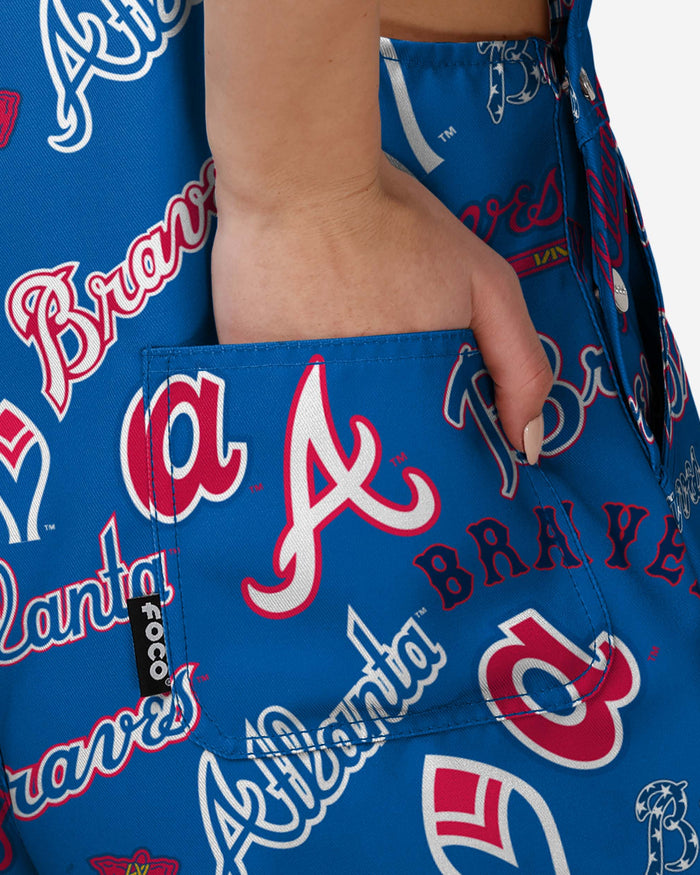 Atlanta Braves Womens Historic Print Bib Shortalls FOCO - FOCO.com