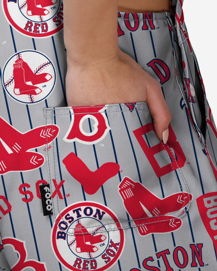 Boston Red Sox Womens Historic Print Bib Shortalls FOCO - FOCO.com