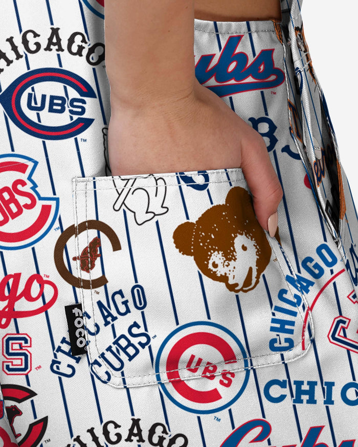 Chicago Cubs Womens Historic Print Bib Shortalls FOCO - FOCO.com