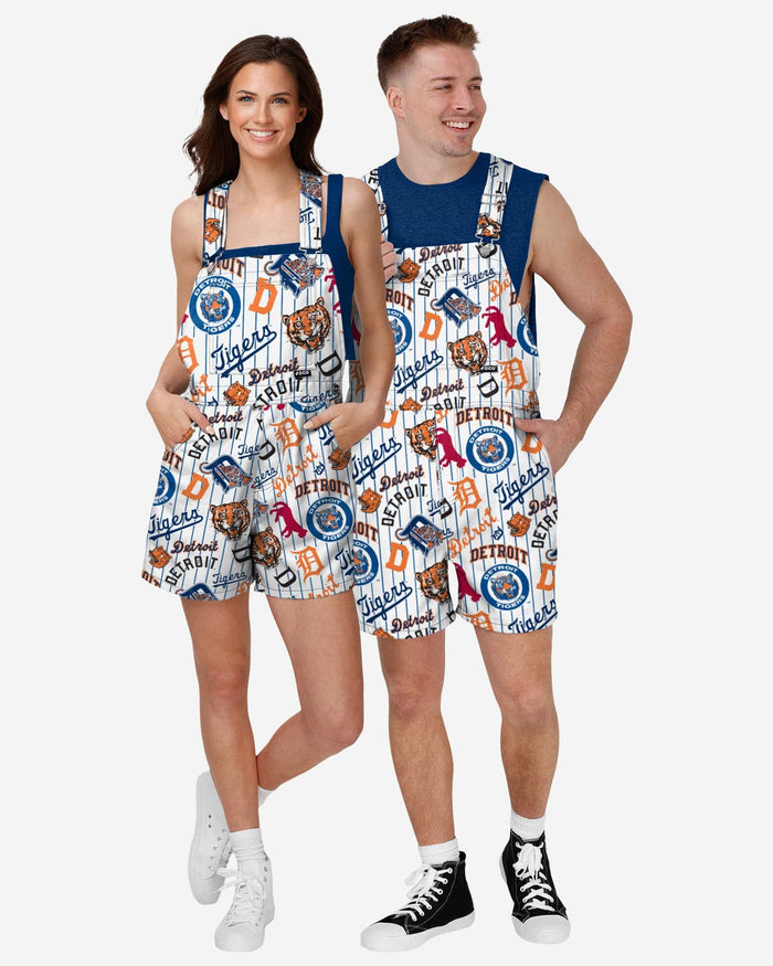 Detroit Tigers Womens Historic Print Bib Shortalls FOCO - FOCO.com