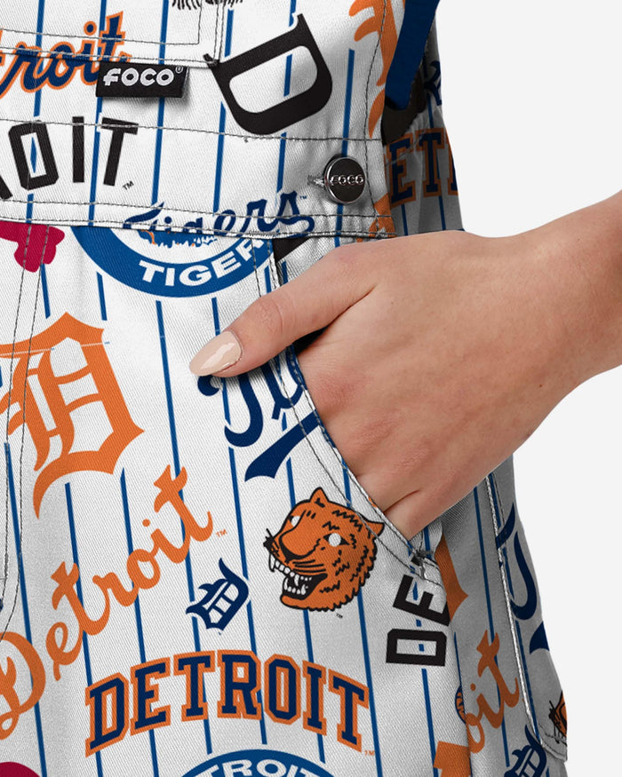 Detroit Tigers Womens Historic Print Bib Shortalls FOCO - FOCO.com