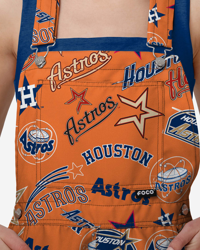 Houston Astros Womens Historic Print Bib Shortalls FOCO - FOCO.com