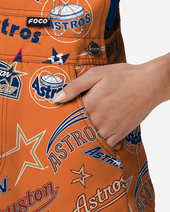 Houston Astros Womens Historic Print Bib Shortalls FOCO - FOCO.com