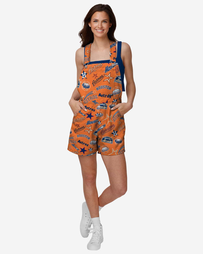 Houston Astros Womens Historic Print Bib Shortalls FOCO XS - FOCO.com