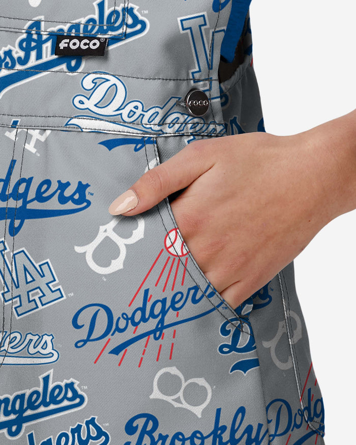 Los Angeles Dodgers Womens Historic Print Bib Shortalls FOCO - FOCO.com