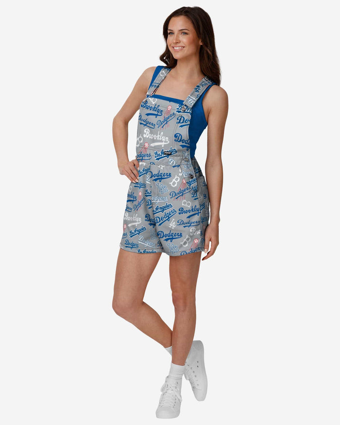 Los Angeles Dodgers Womens Historic Print Bib Shortalls FOCO XS - FOCO.com