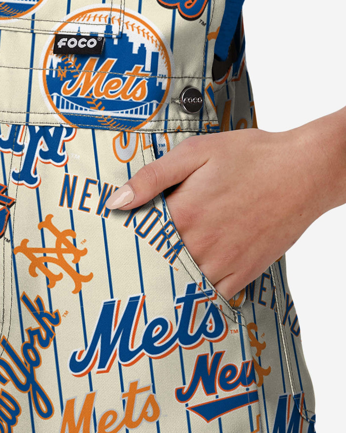 New York Mets Womens Historic Print Bib Shortalls FOCO - FOCO.com