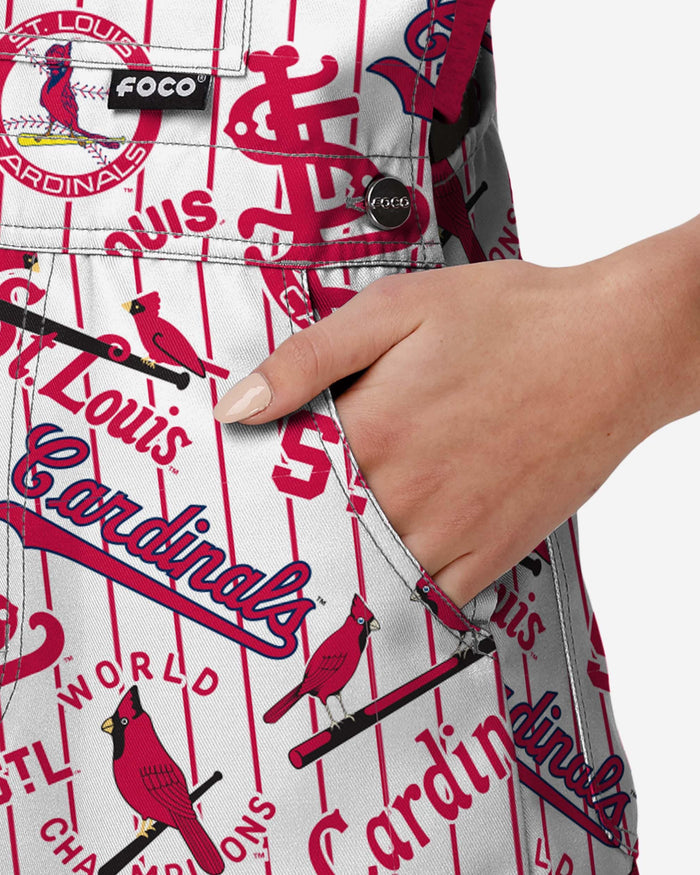 St Louis Cardinals Womens Historic Print Bib Shortalls FOCO - FOCO.com