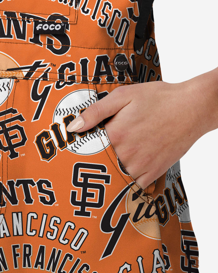 San Francisco Giants Womens Historic Print Bib Shortalls FOCO - FOCO.com