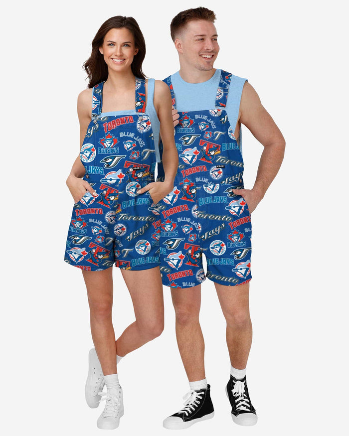 Toronto Blue Jays Womens Historic Print Bib Shortalls FOCO - FOCO.com