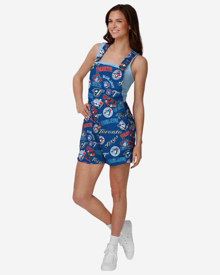 Toronto Blue Jays Womens Historic Print Bib Shortalls FOCO XS - FOCO.com