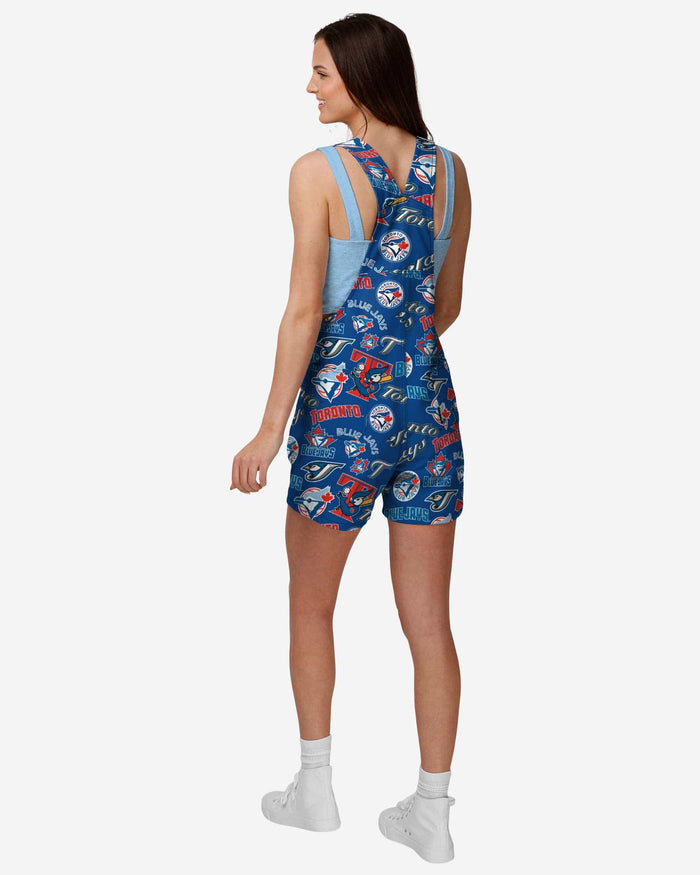 Toronto Blue Jays Womens Historic Print Bib Shortalls FOCO - FOCO.com