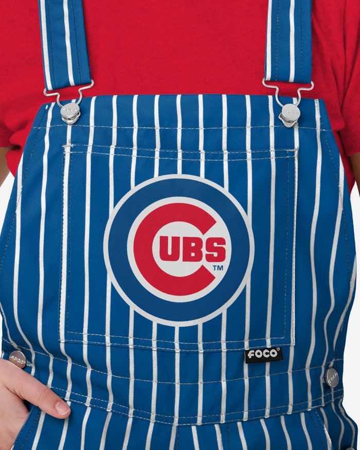 Chicago Cubs Womens Pinstripe Bib Shortalls FOCO - FOCO.com