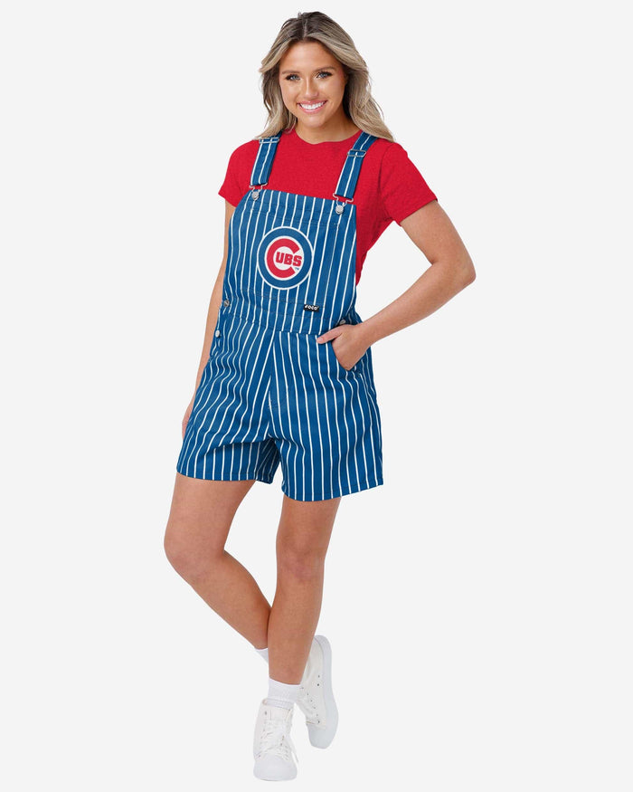 Chicago Cubs Womens Pinstripe Bib Shortalls FOCO XS - FOCO.com