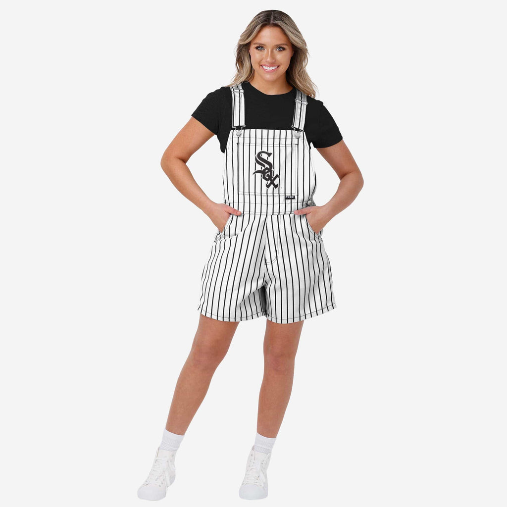 Chicago White Sox Womens Pinstripe Bib Shortalls FOCO XS - FOCO.com