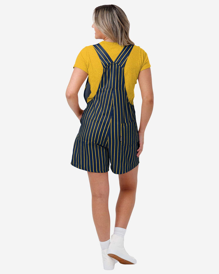 Milwaukee Brewers Womens Pinstripe Bib Shortalls FOCO - FOCO.com