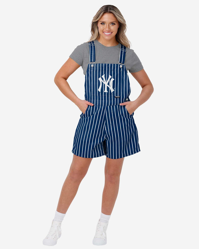 New York Yankees Womens Pinstripe Bib Shortalls FOCO XS - FOCO.com