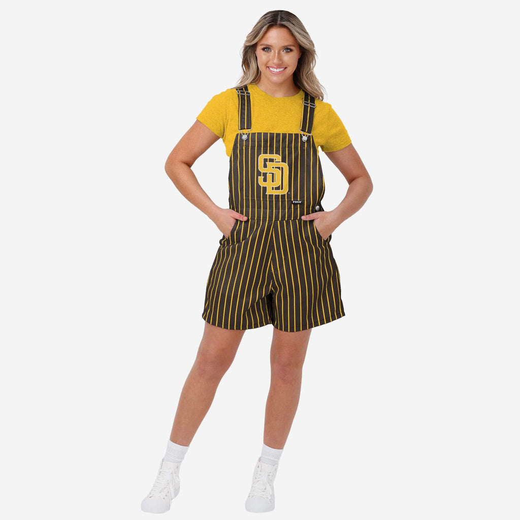 San Diego Padres Womens Pinstripe Bib Shortalls FOCO XS - FOCO.com