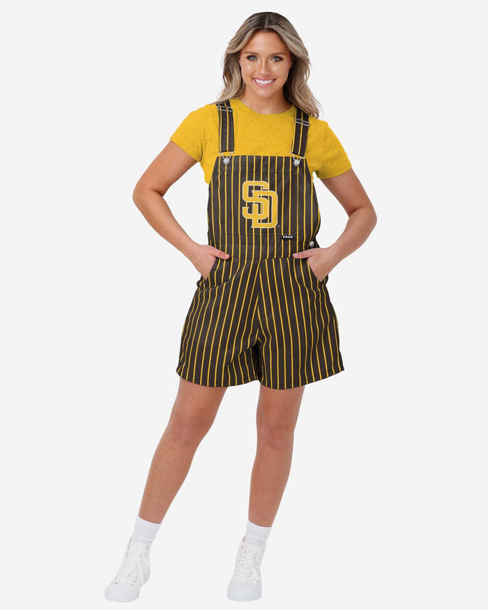 San Diego Padres Womens Pinstripe Bib Shortalls FOCO XS - FOCO.com