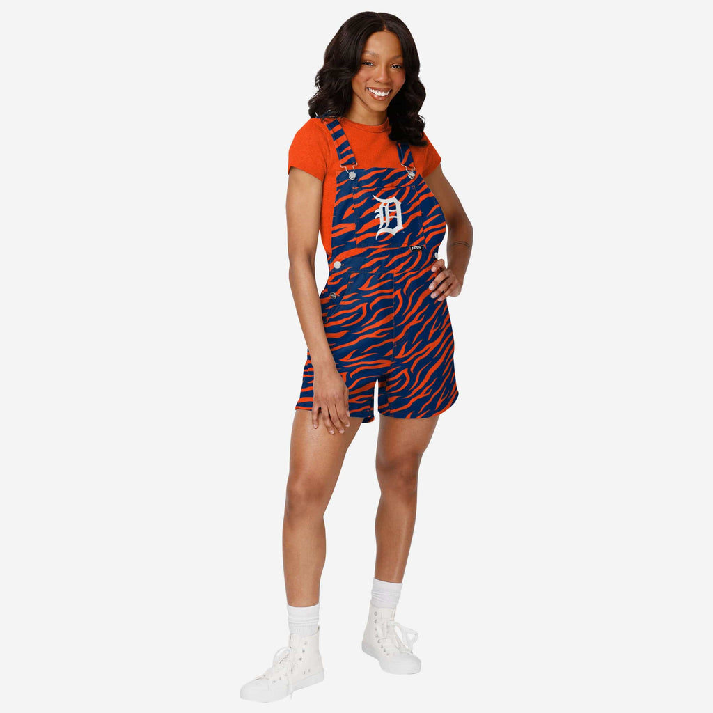 Detroit Tigers Womens Tiger Stripe Thematic Bib Shortalls FOCO XS - FOCO.com