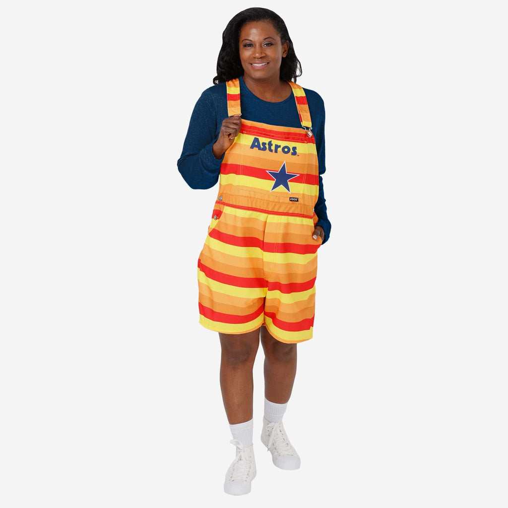 Houston Astros Womens Throwback Thematic Bib Shortalls FOCO XS - FOCO.com