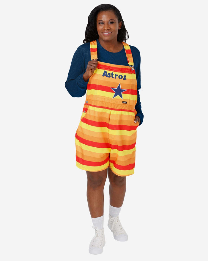 Houston Astros Womens Throwback Thematic Bib Shortalls FOCO XS - FOCO.com