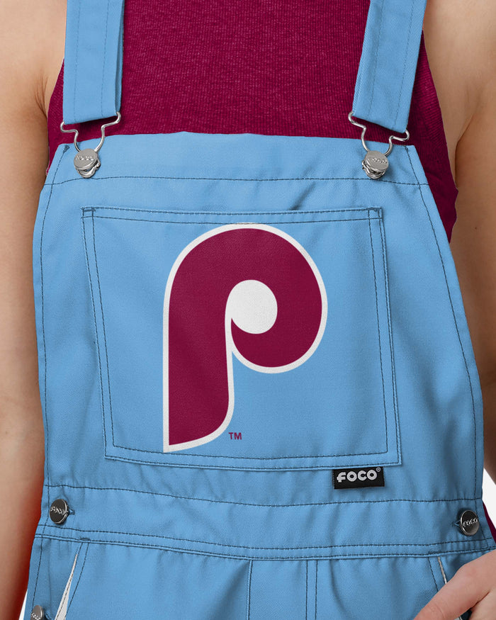 Philadelphia Phillies Womens Team Stripe Bib Shortalls FOCO - FOCO.com