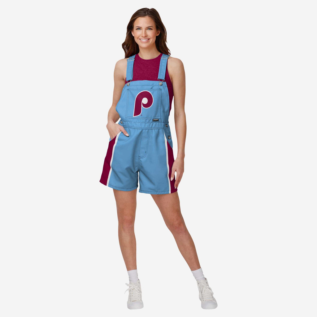 Philadelphia Phillies Womens Team Stripe Bib Shortalls FOCO XS - FOCO.com