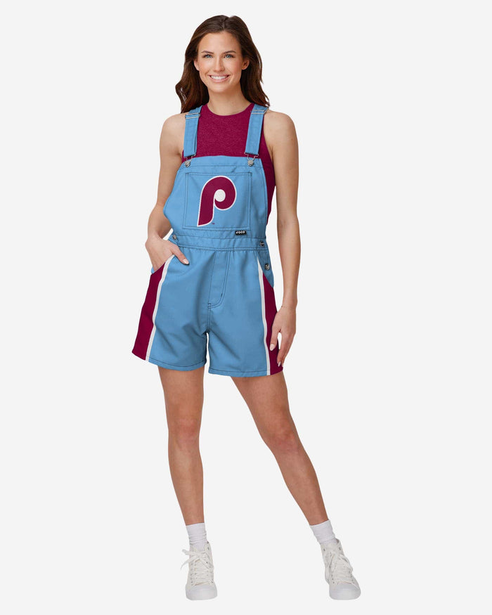 Philadelphia Phillies Womens Team Stripe Bib Shortalls FOCO XS - FOCO.com