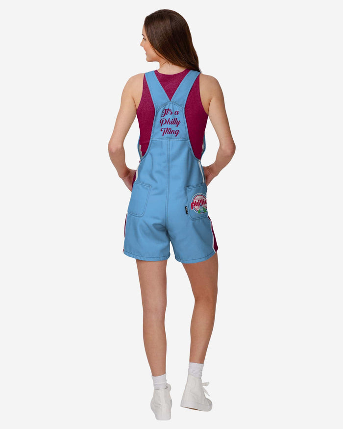 Philadelphia Phillies Womens Team Stripe Bib Shortalls FOCO - FOCO.com