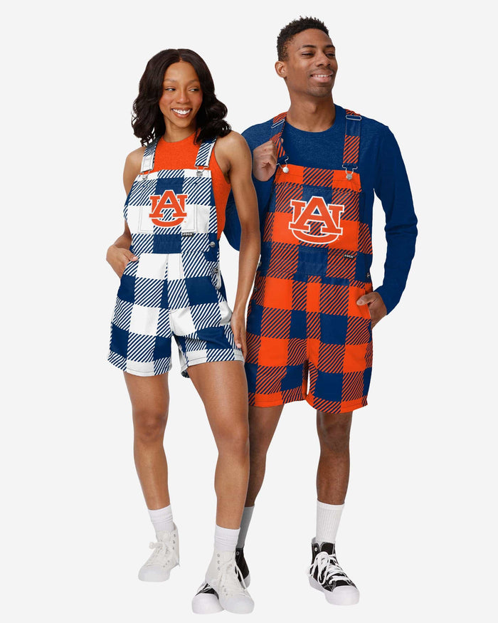 Auburn Tigers Womens Plaid Bib Shortalls FOCO - FOCO.com