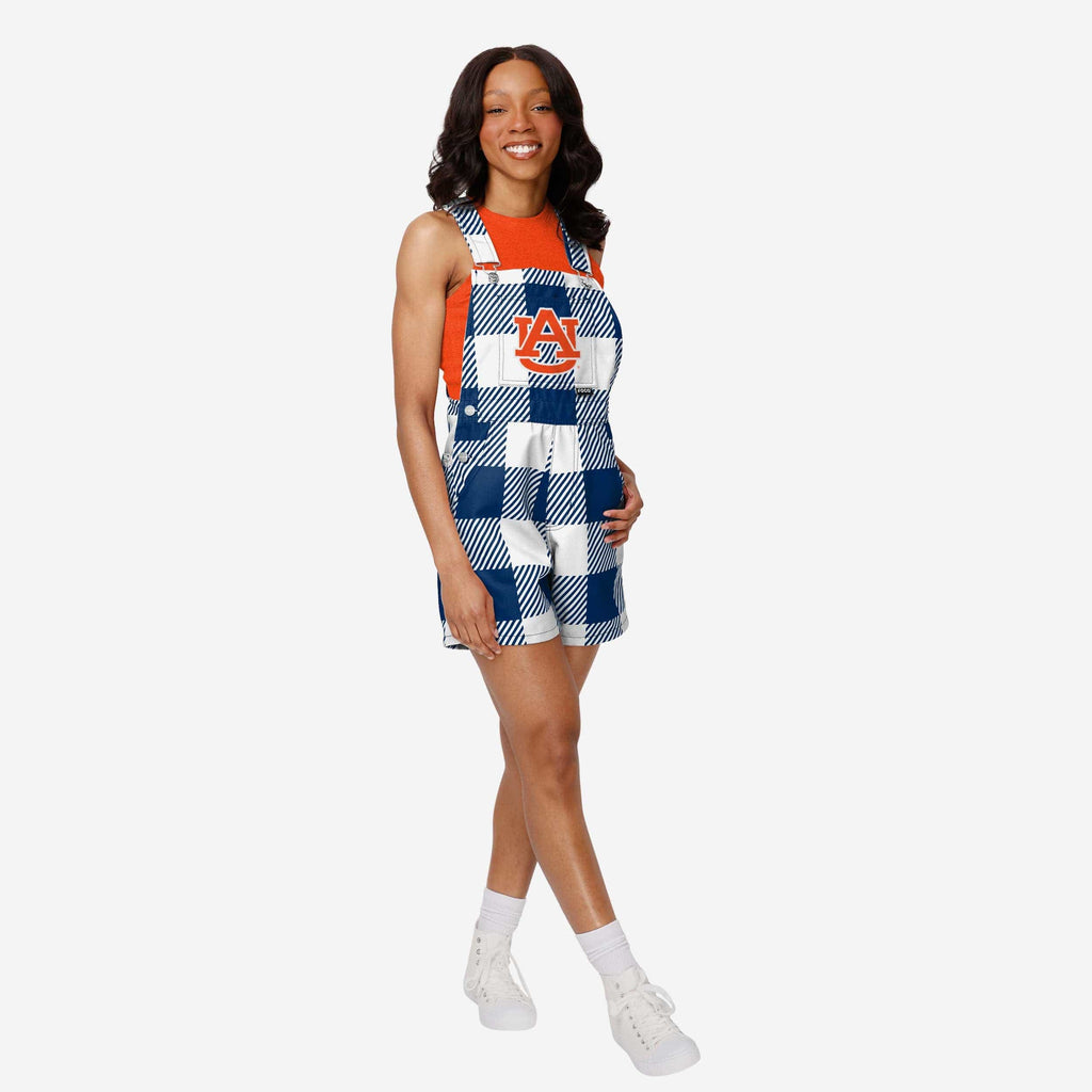 Auburn Tigers Womens Plaid Bib Shortalls FOCO XS - FOCO.com