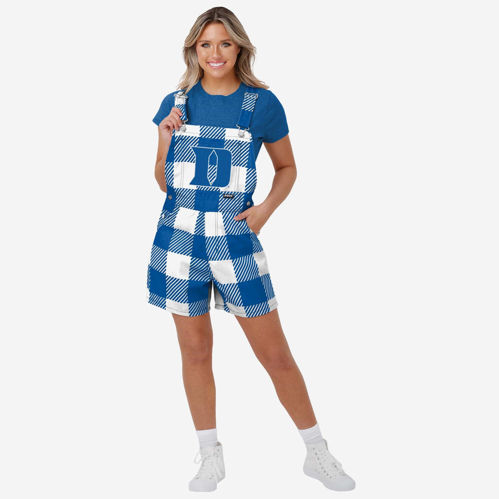 Duke Blue Devils Womens Plaid Bib Shortalls FOCO XS - FOCO.com