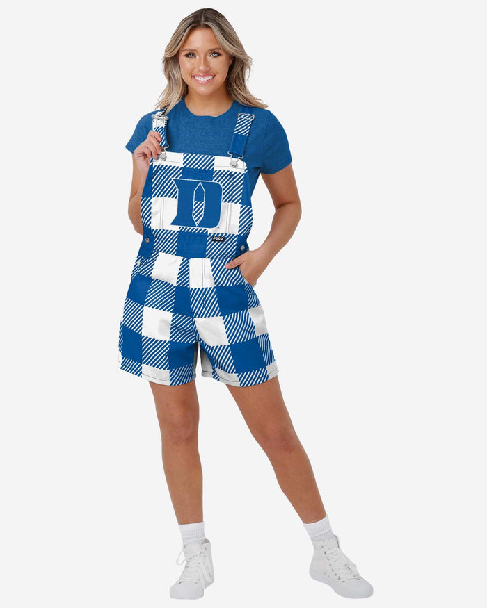 Duke Blue Devils Womens Plaid Bib Shortalls FOCO XS - FOCO.com