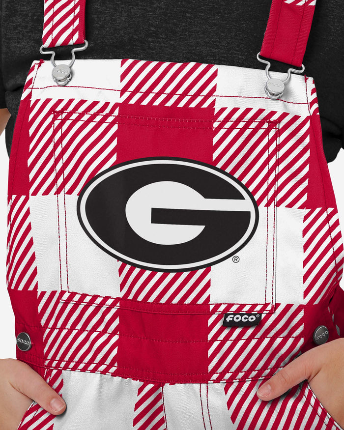 Georgia Bulldogs Womens Plaid Bib Shortalls FOCO - FOCO.com