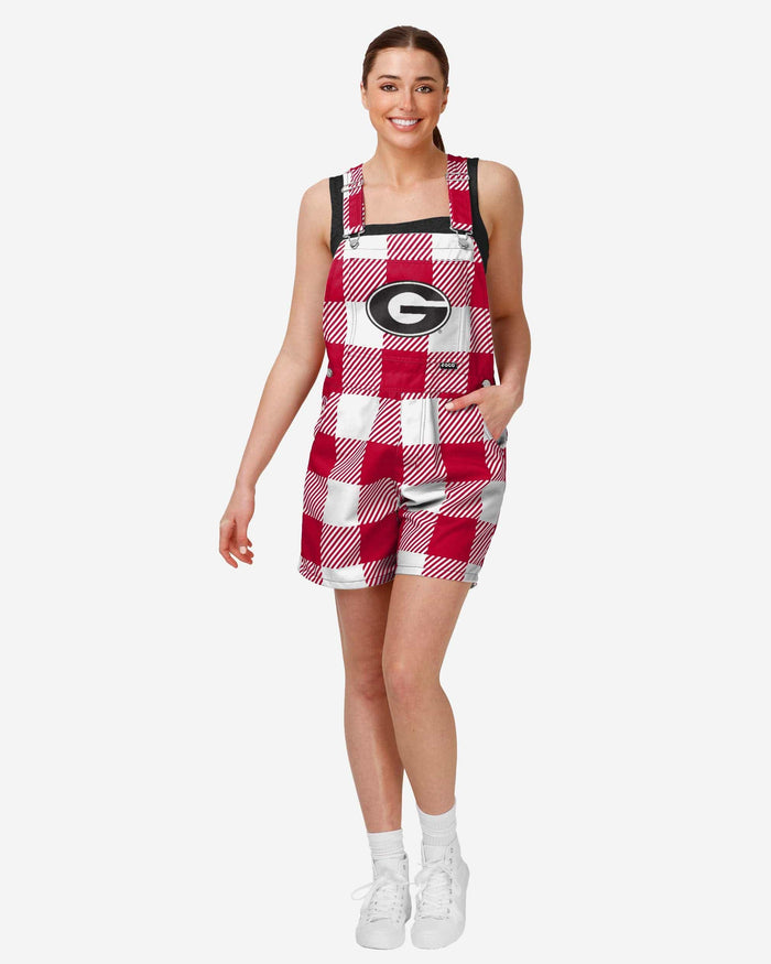 Georgia Bulldogs Womens Plaid Bib Shortalls FOCO XS - FOCO.com