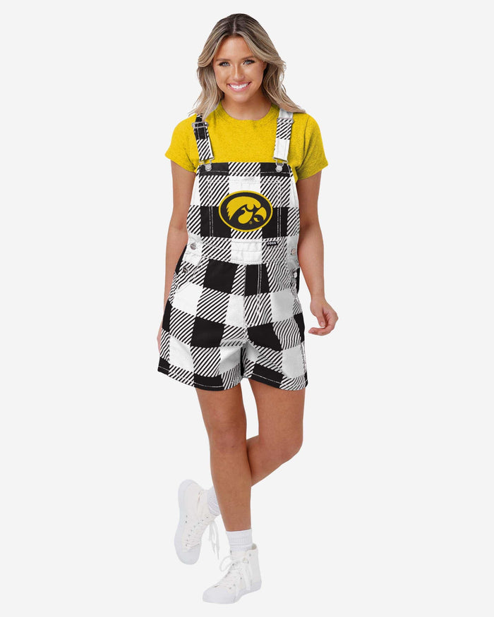 Iowa Hawkeyes Womens Plaid Bib Shortalls FOCO XS - FOCO.com