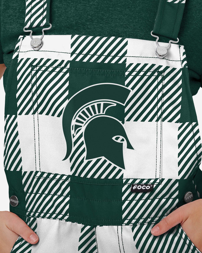 Michigan State Spartans Womens Plaid Bib Shortalls FOCO - FOCO.com