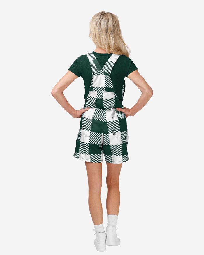 Michigan State Spartans Womens Plaid Bib Shortalls FOCO - FOCO.com