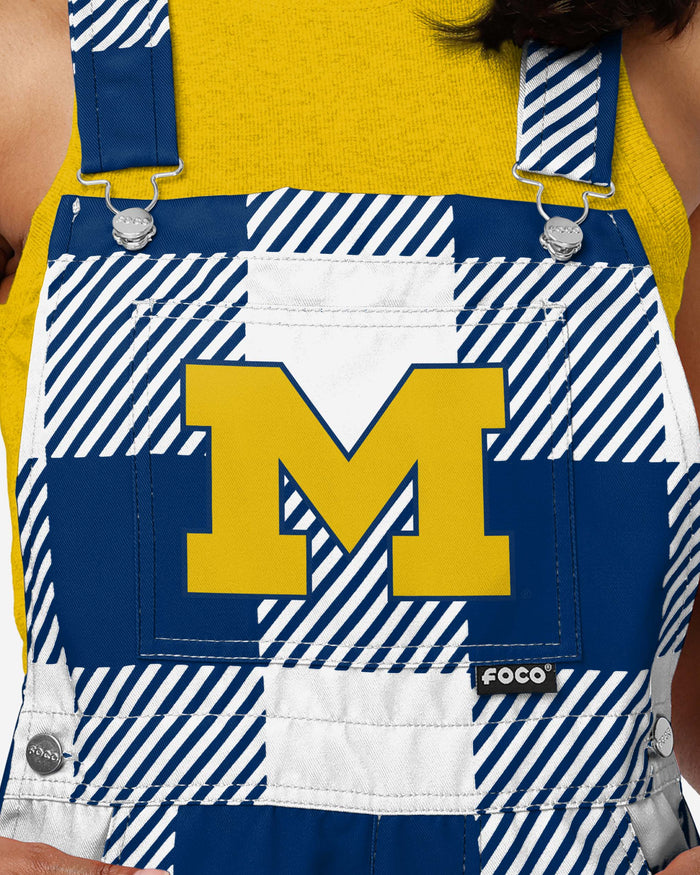 Michigan Wolverines Womens Plaid Bib Shortalls FOCO - FOCO.com