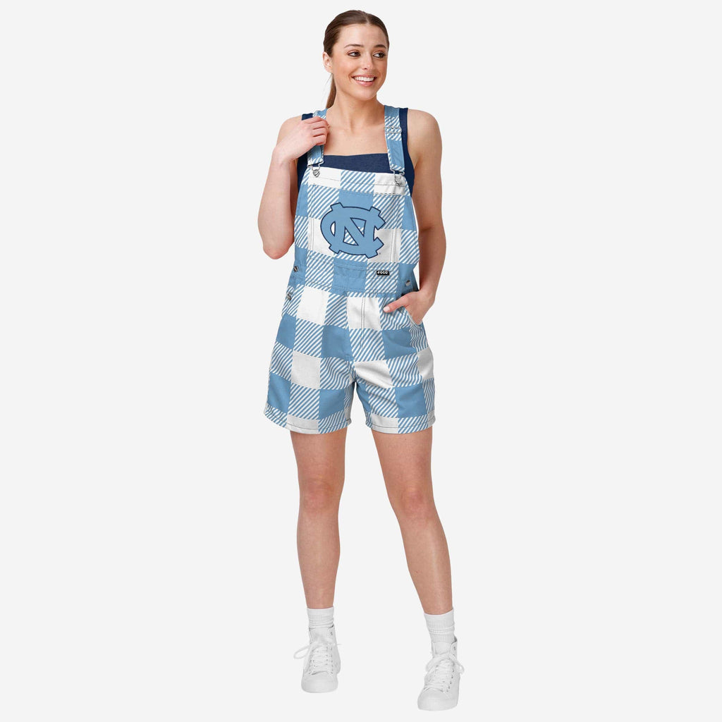 North Carolina Tar Heels Womens Plaid Bib Shortalls FOCO XS - FOCO.com