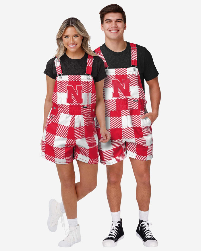 Nebraska Cornhuskers Womens Plaid Bib Shortalls FOCO - FOCO.com