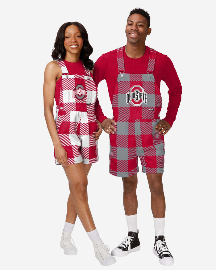 Ohio State Buckeyes Womens Plaid Bib Shortalls FOCO - FOCO.com