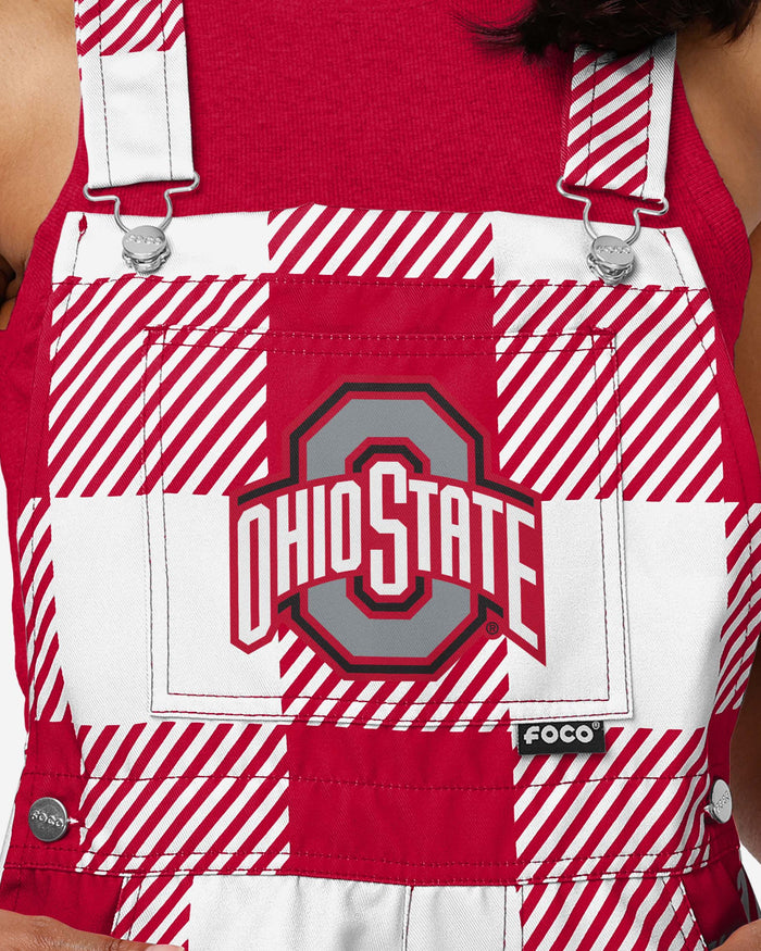 Ohio State Buckeyes Womens Plaid Bib Shortalls FOCO - FOCO.com