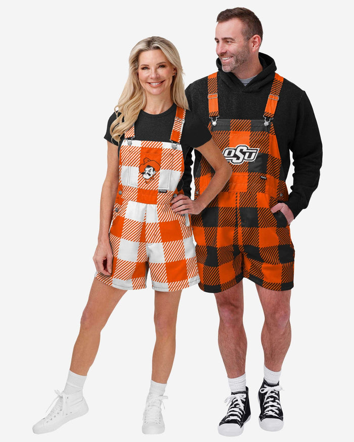 Oklahoma State Cowboys Womens Plaid Bib Shortalls FOCO - FOCO.com