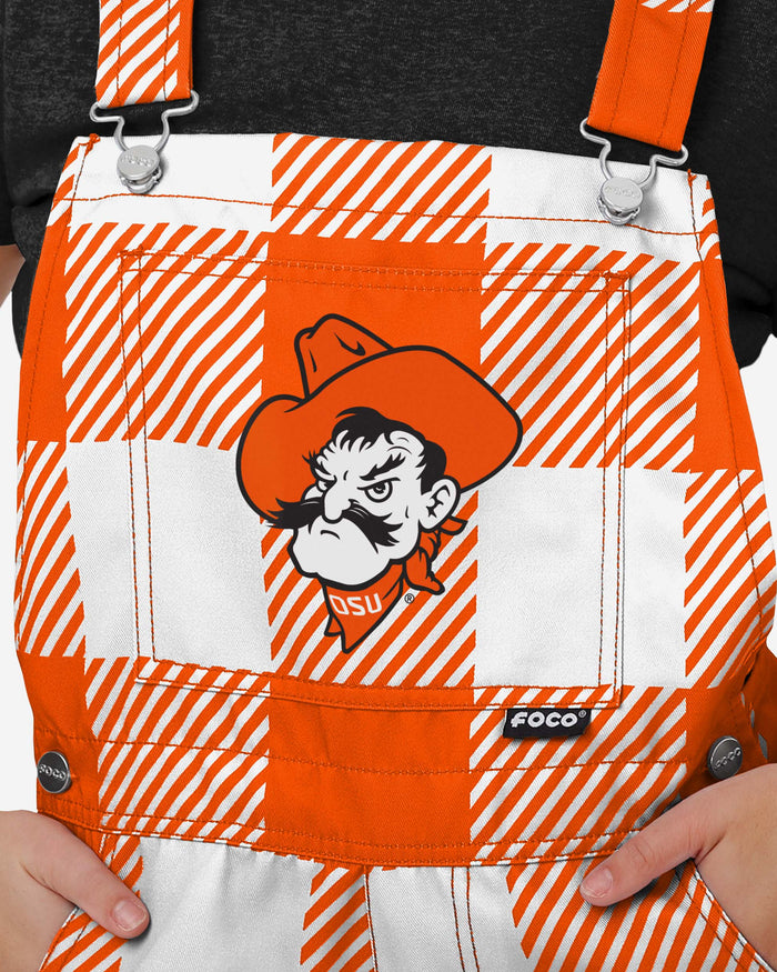 Oklahoma State Cowboys Womens Plaid Bib Shortalls FOCO - FOCO.com