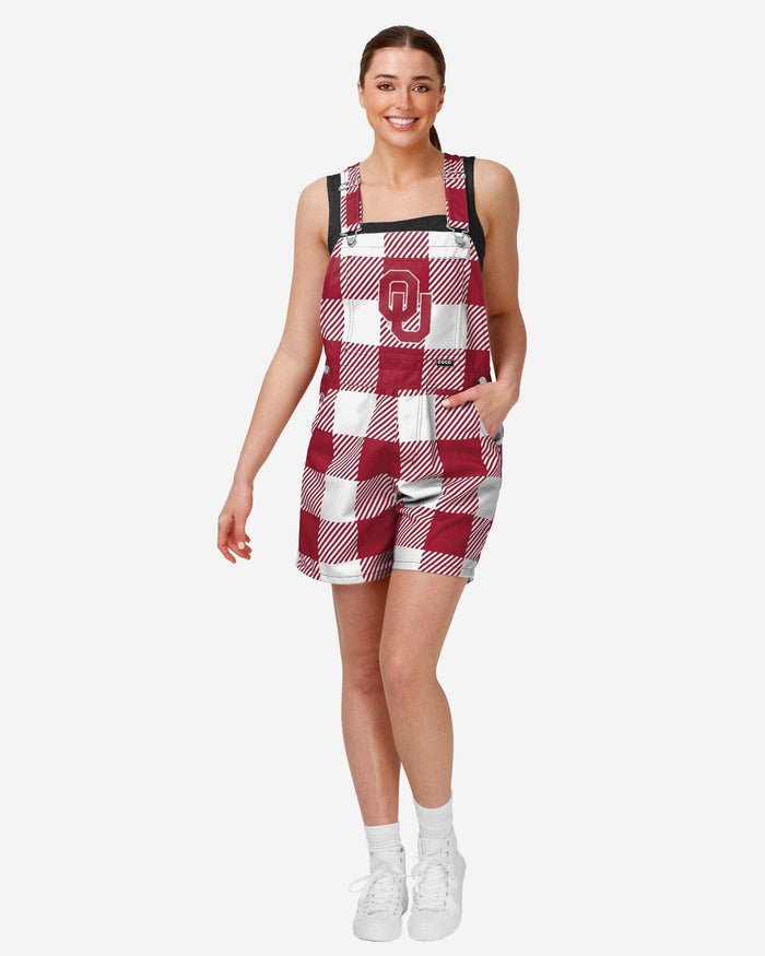 Oklahoma Sooners Womens Plaid Bib Shortalls FOCO XS - FOCO.com