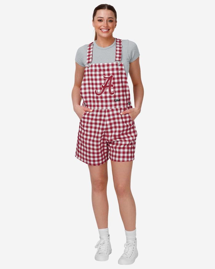 Alabama Crimson Tide Womens Gingham Check Bib Shortalls FOCO XS - FOCO.com